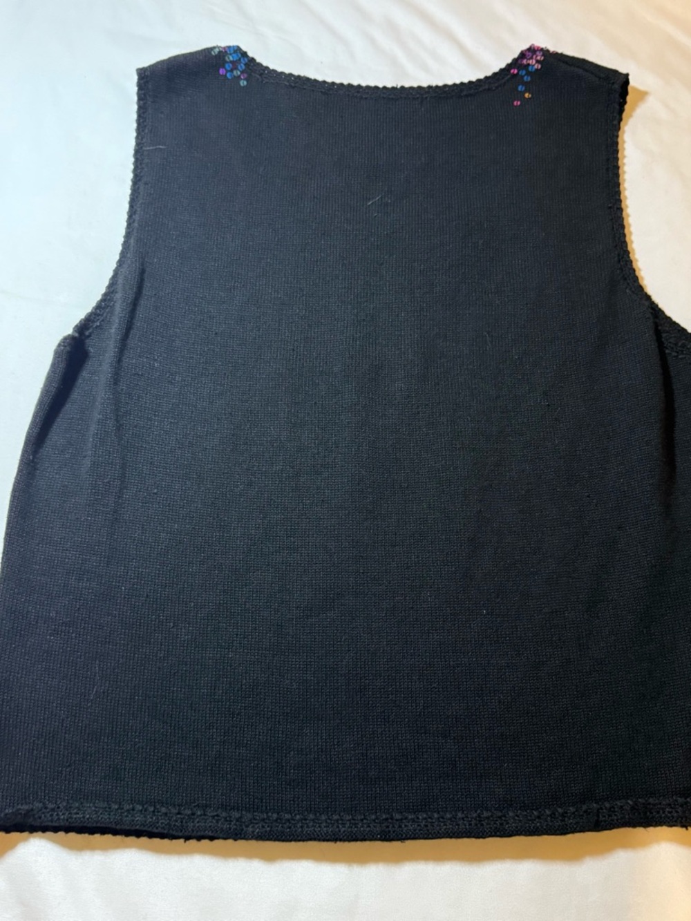 Michael Simon Black Knit Jacket with Multicolor Sequin Trim - Picture 5 of 7